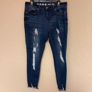 4/$15 S.O.N.G. Curvy High Rise Skinny Ankle Distressed Blue Jeans